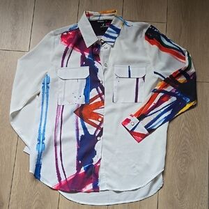 Desigual Multicolor Abstract Button-Up Shirt size M